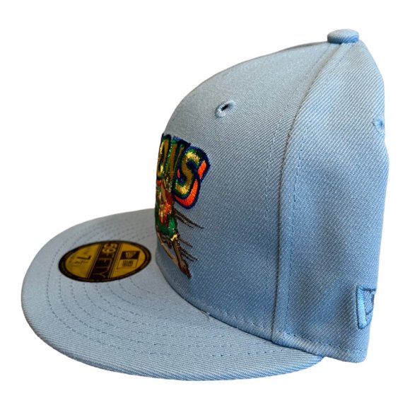 New Era Buffalo Bisons Sliding Buster 59FIFTY Fitted Hat Cap Sky Blue MiLB - Picture 6 of 7